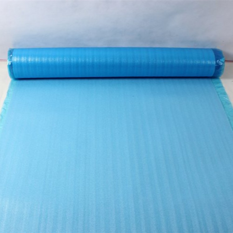 EPE foam underlayment material — with PE film, roll end view
